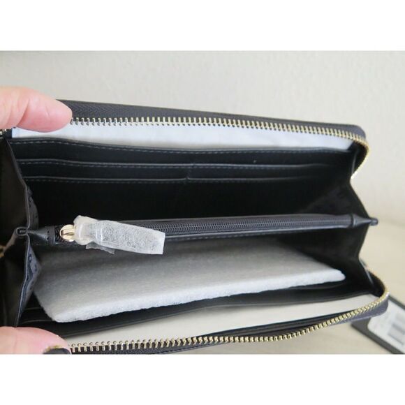 DKNY Black Croc Embossed PU Leather Vela Large Zip Around Wallet $128 - Picture 6 of 12